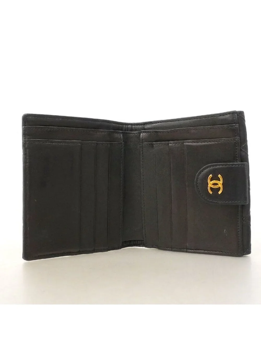 Chanel Wallet Bicolor Lambskin Black Gold
